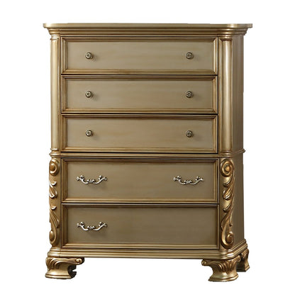 Miranda Gold Tufted 5-Piece Bedroom Set, King