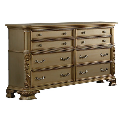 Miranda Gold Tufted 4-Piece Bedroom Set, Queen