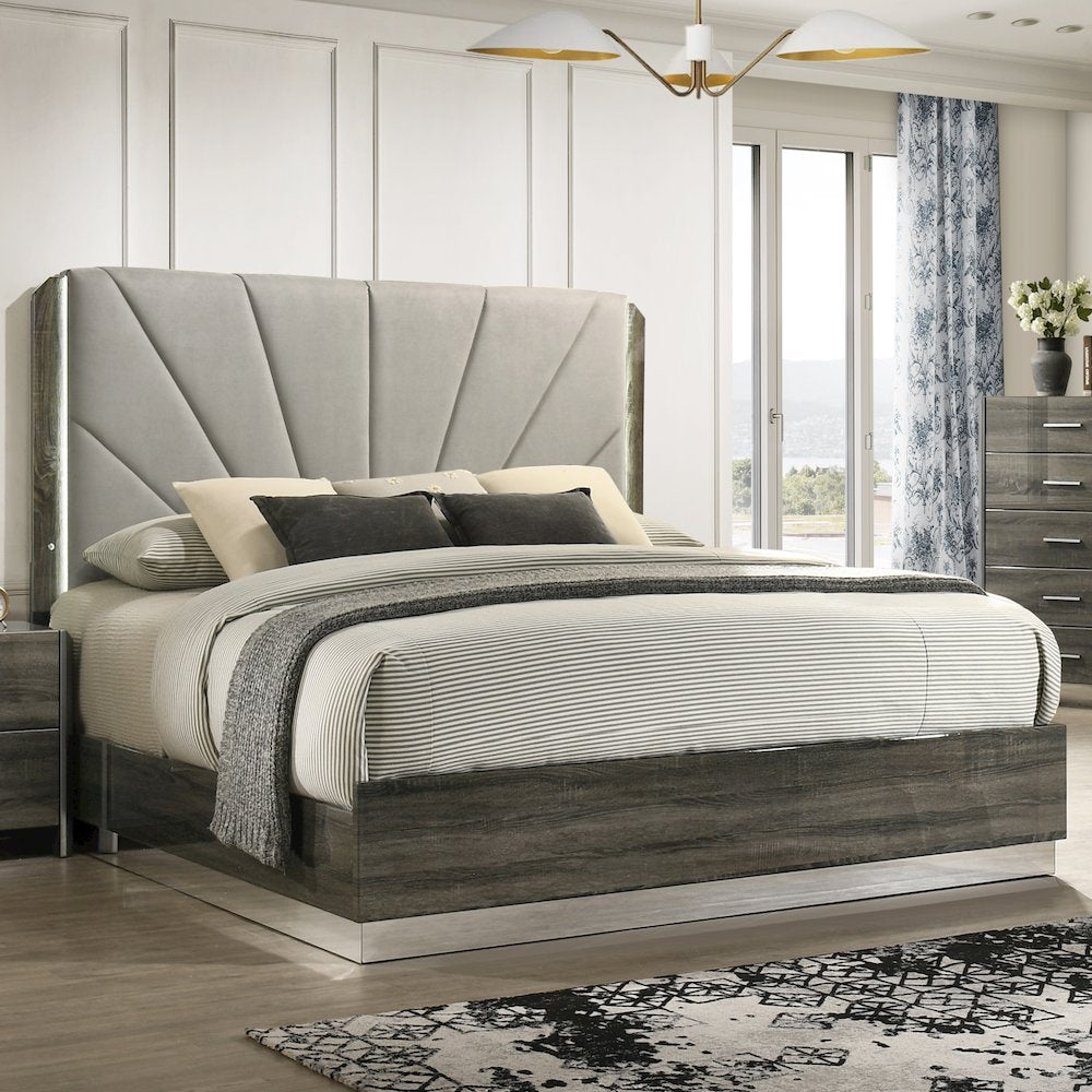 Venice Gray Platform 4-Piece Bedroom Set, Queen