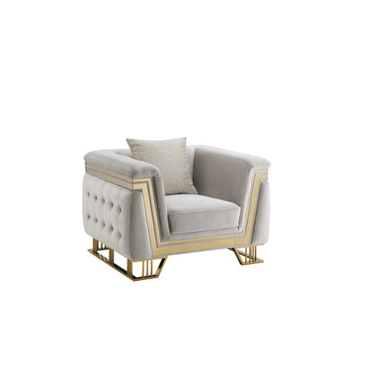 Judy Modern Tufted Arm Chair with Gold Accents