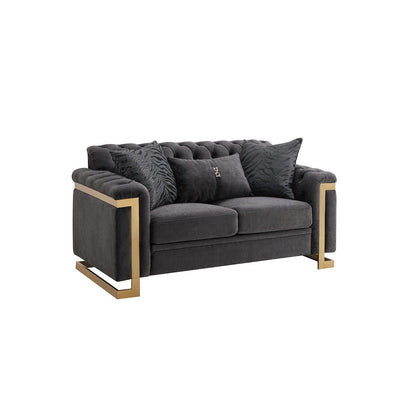 Riya Modern Gray 2-piece Living Room Set with Gold Accents