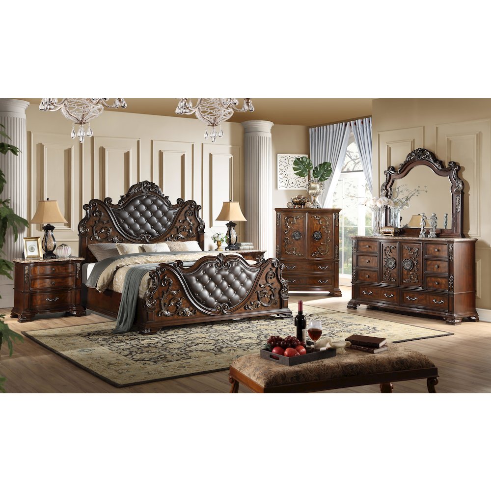 Santa Monica Cherry Brown 5-Piece Bedroom Set, Queen