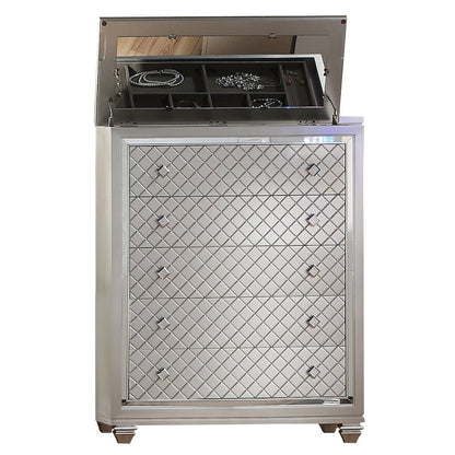 Shiney Silver 5-Piece Bedroom Set with LED Lighting, Queen