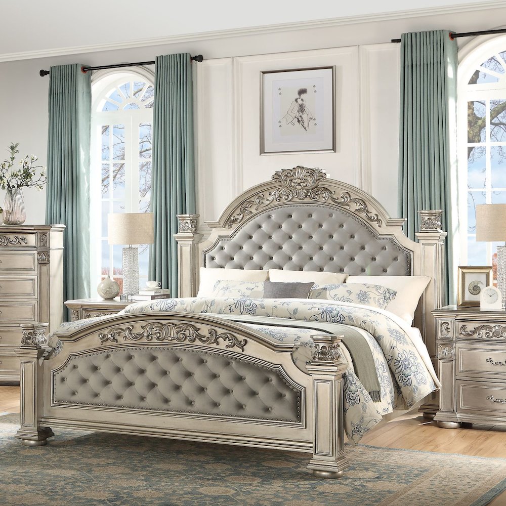 Platinum Silver 4-Piece Bedroom Set, King