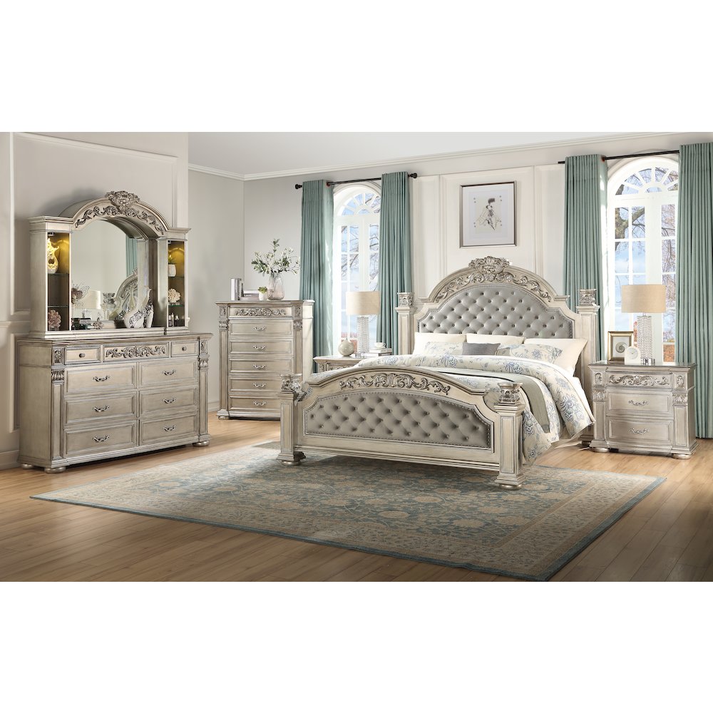 Platinum Silver 5-Piece Bedroom Set, King