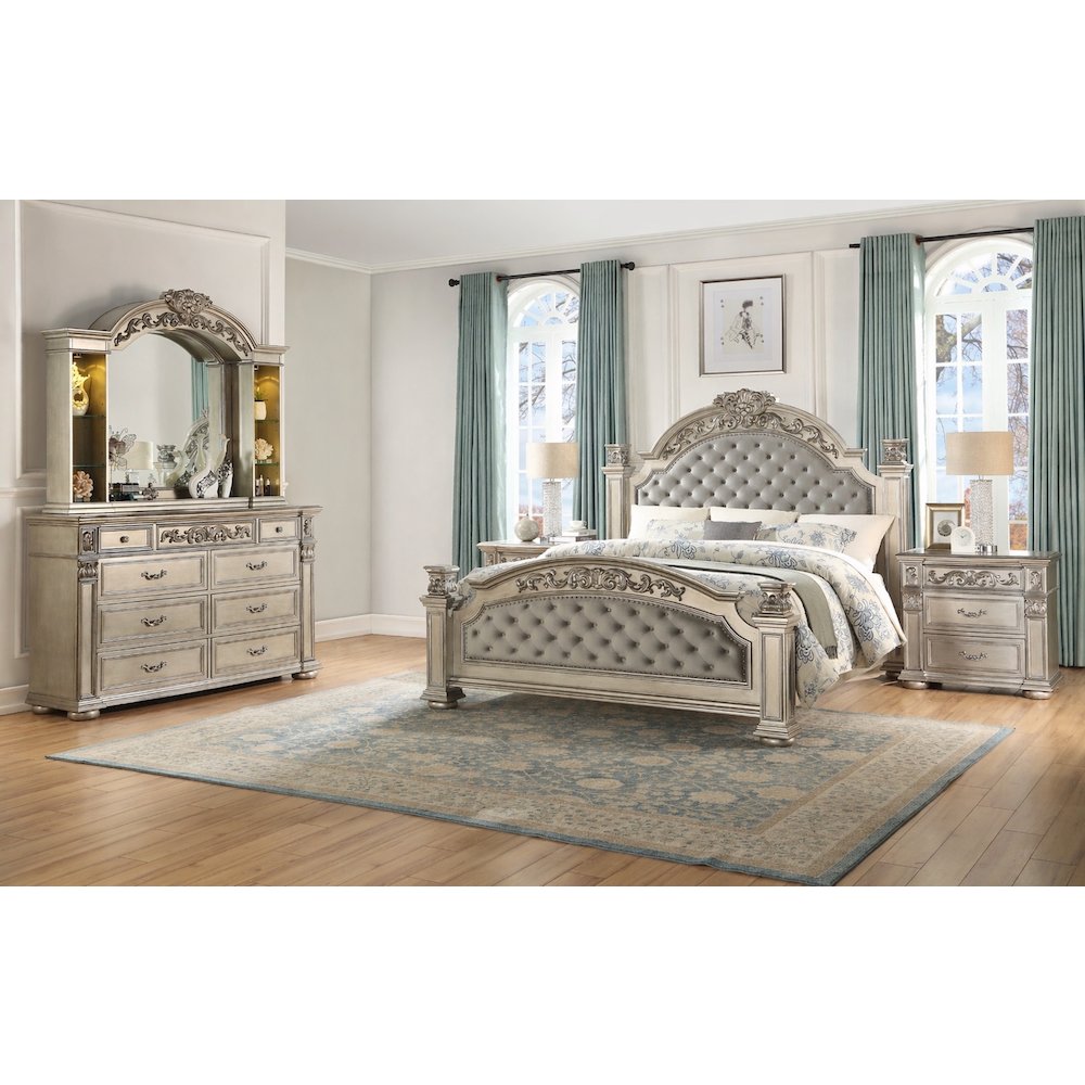Platinum Silver 4-Piece Bedroom Set, Queen