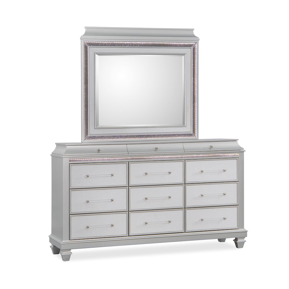 Sabrina Silver 5-Piece Bedroom Set with LED Lighting, King