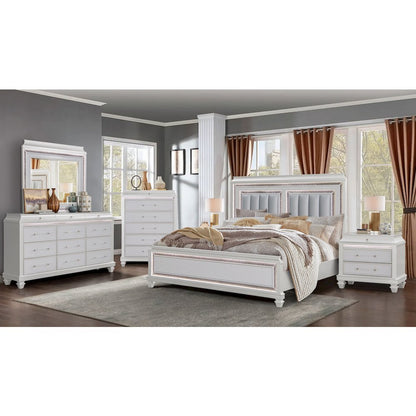 Sabrina Silver 5-Piece Bedroom Set with LED Lighting, Queen
