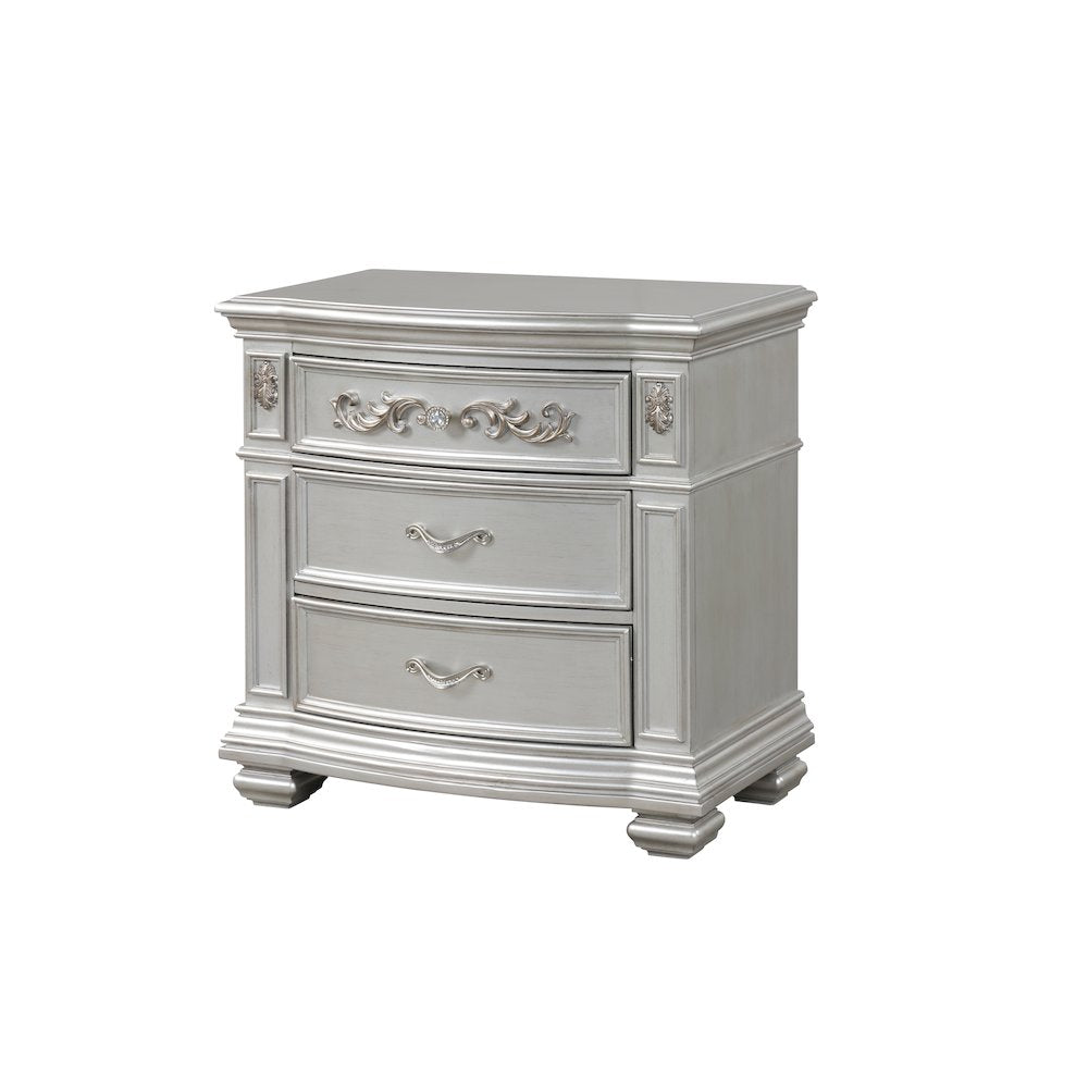 Valentina Silver 4-Piece Bedroom Set with LED Lighting, King