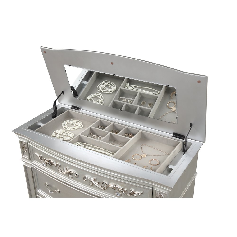 Valentina Silver 5-Piece Bedroom Set with LED Lighting, King