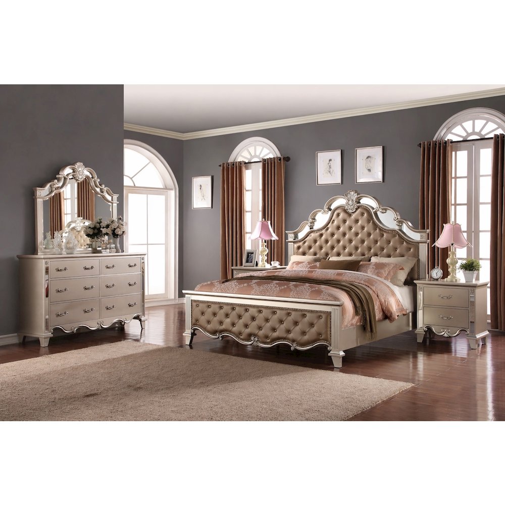 Sonia Beige Tufted 4-Piece Bedroom Set, King