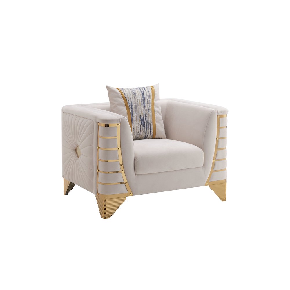 Tanya Gray Modern Arm Chair with Gold Accents