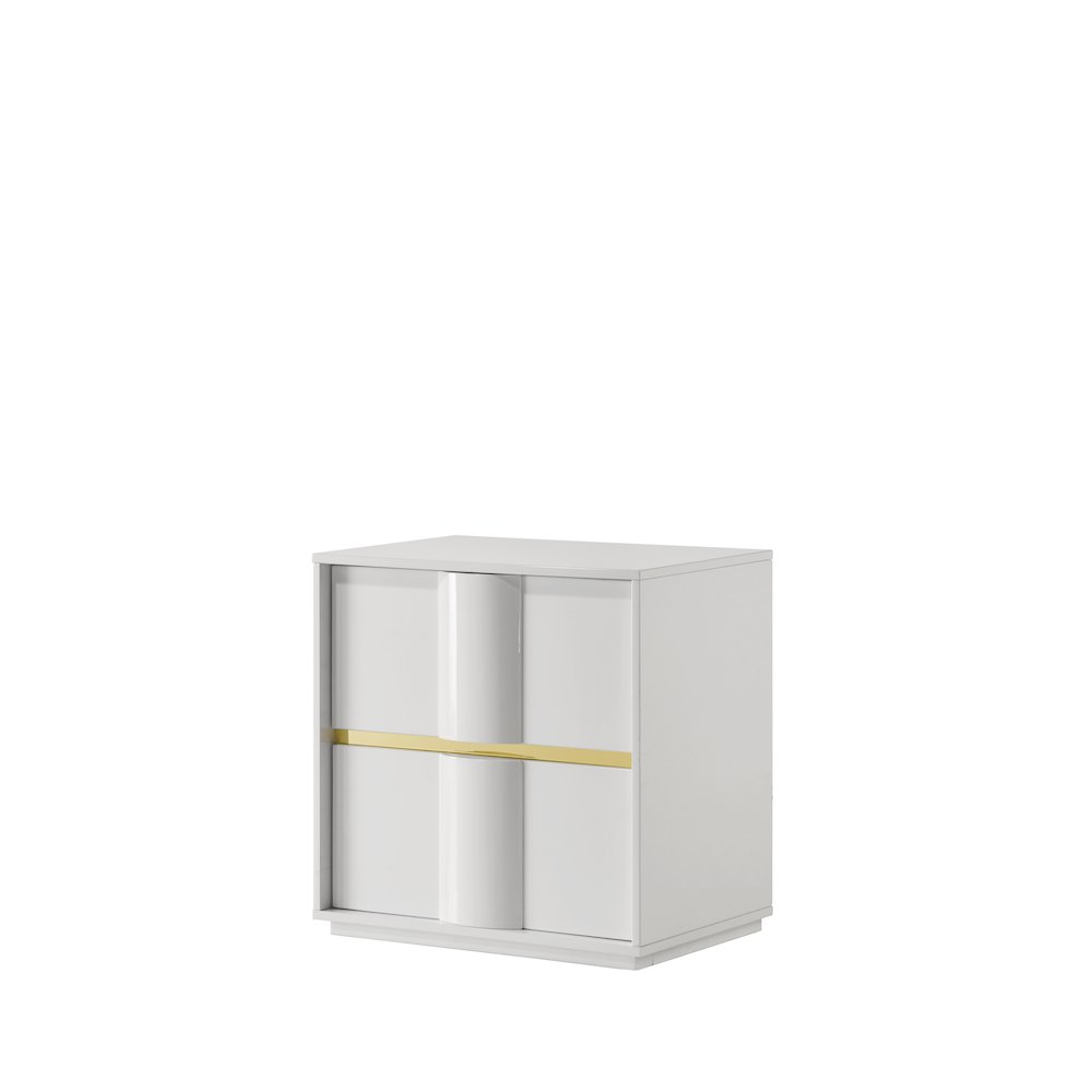 Florence White/Gold Sleek Platform 5-Piece Bedroom Set, Queen