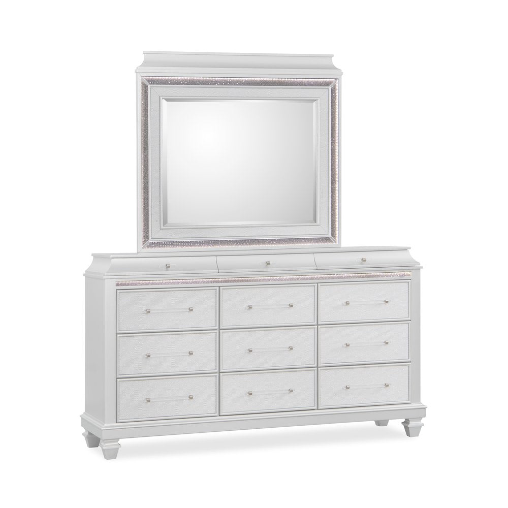 Sabrina White 5-Piece Bedroom Set with LED Lighting, King