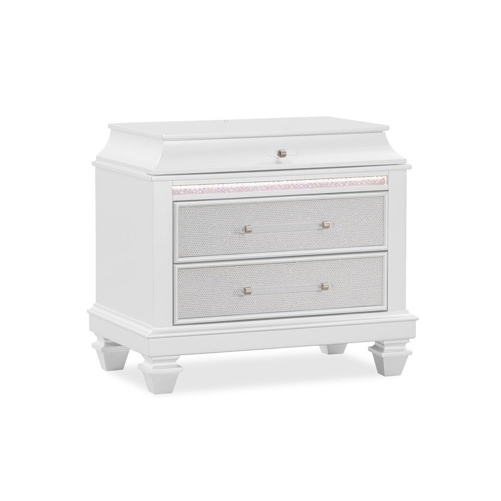 Sabrina White 5-Piece Bedroom Set with LED Lighting, Queen