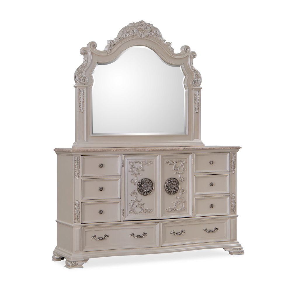 Santa Monica Pearl White 5-Piece Bedroom Set, King
