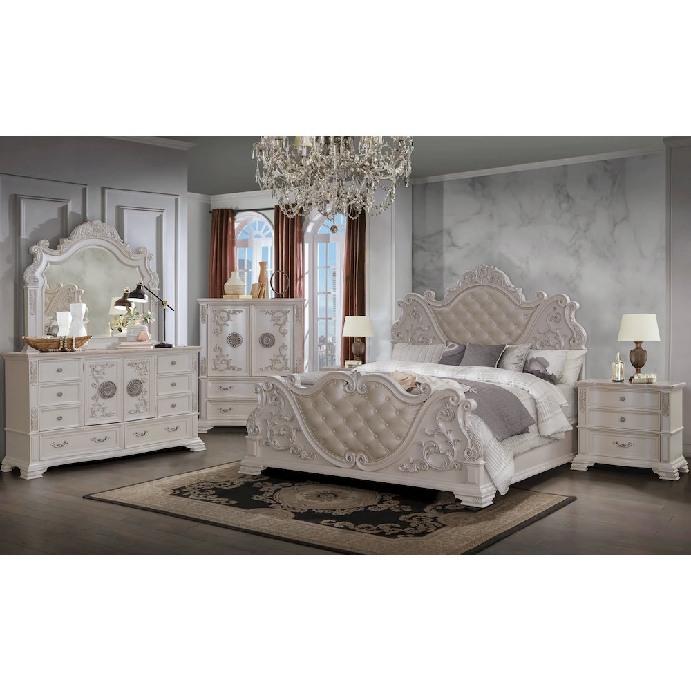 Santa Monica Pearl White 5-Piece Bedroom Set, King