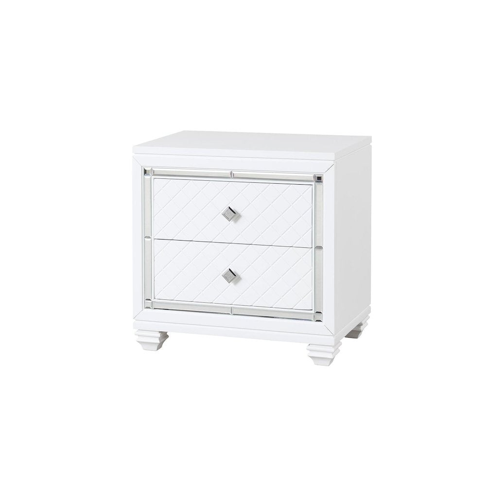 Shiney White 5-Piece Bedroom Set with LED Lighting, Queen