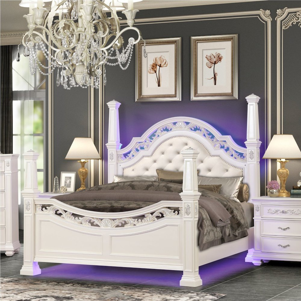 Valentina Pearl 4-Piece Bedroom Set with LED Lighting, King