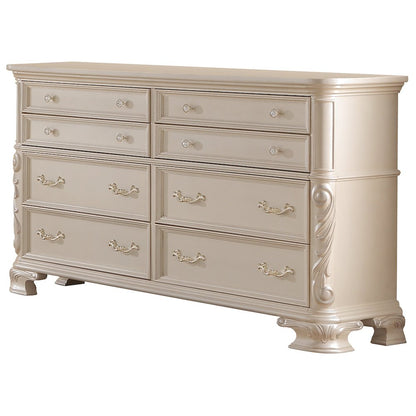 Victoria Pearl White Tufted Upholstered 5-Piece Bedroom Set, King