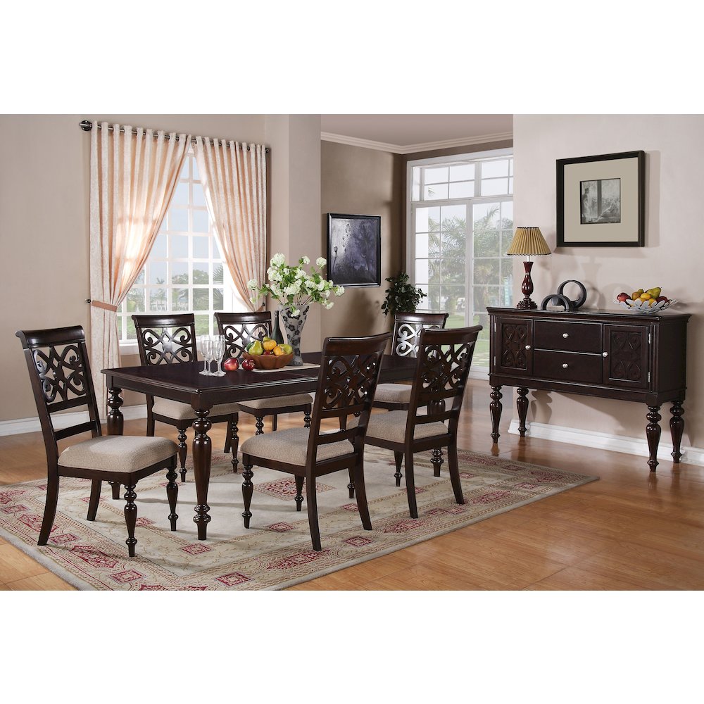 Zora Collection Cherry 7-Piece Dining Set