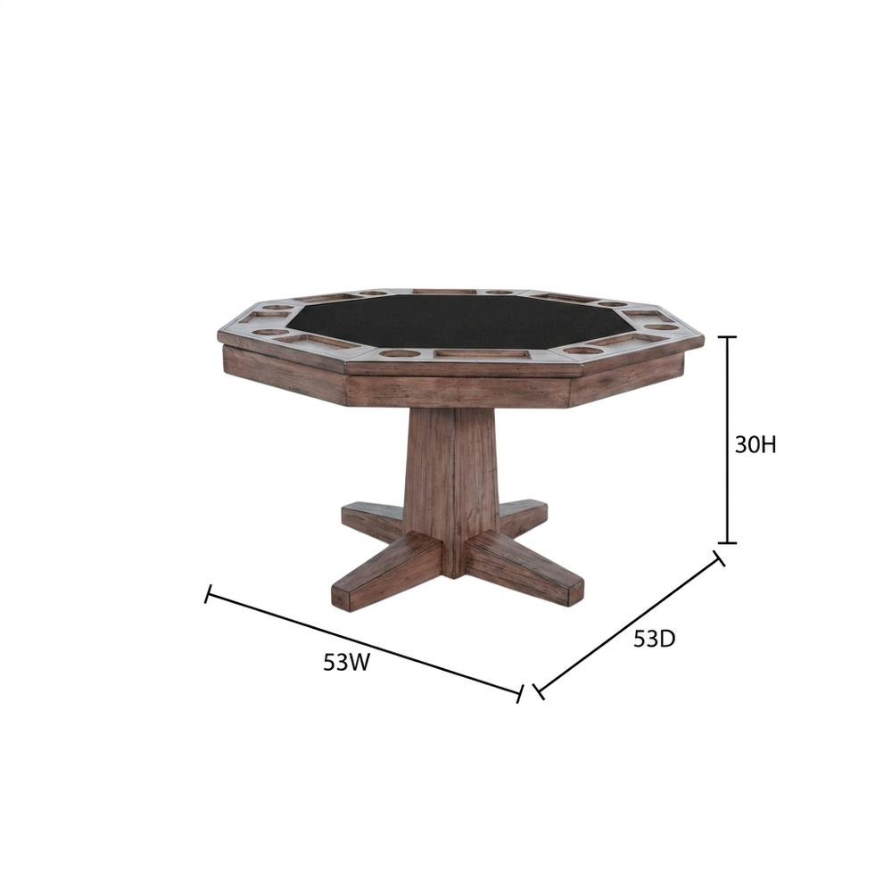 Solid Wood Game Table, Round Poker Table with Convertible Dining Surface