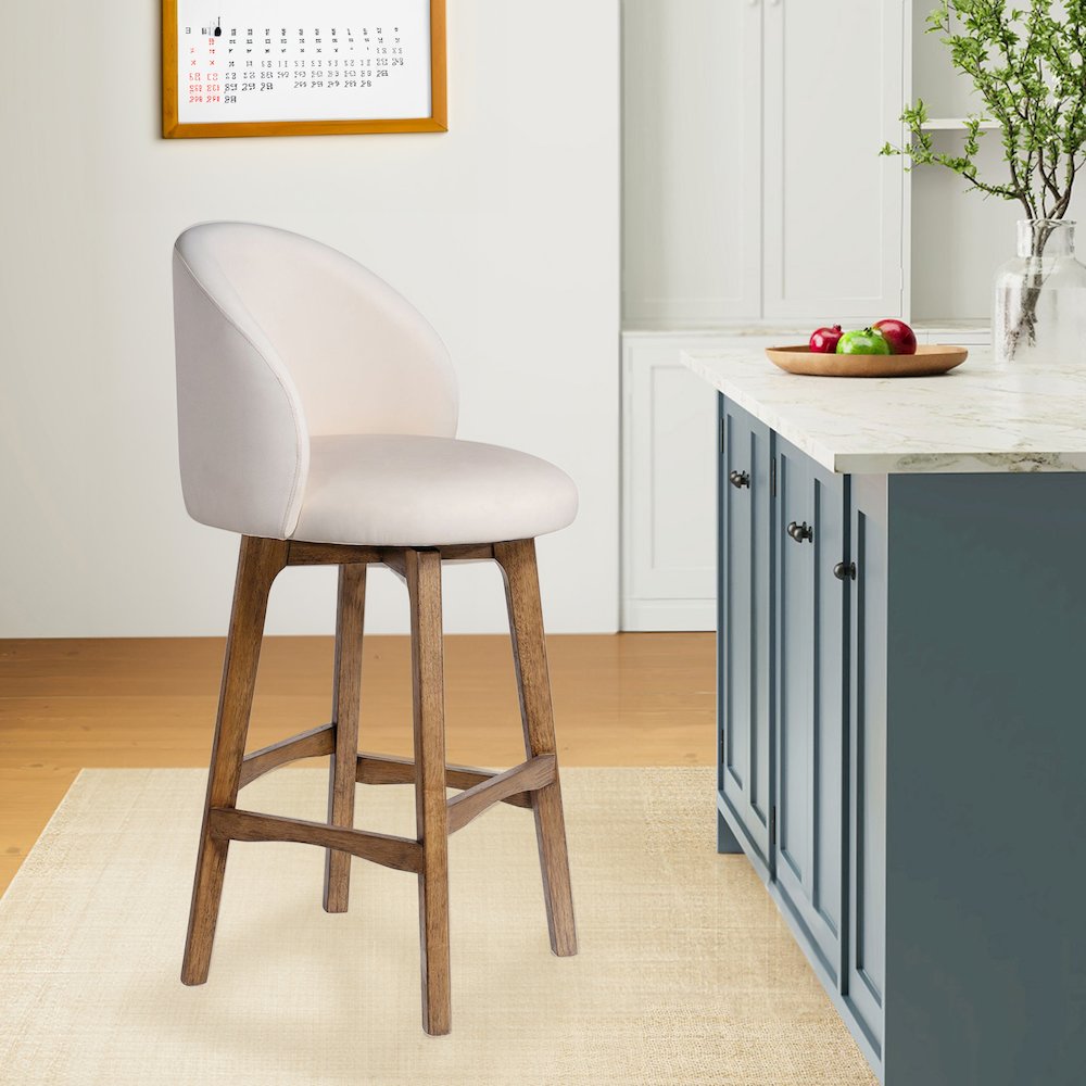 Garet Swivel Bar Stool - Rustic Natural Finish