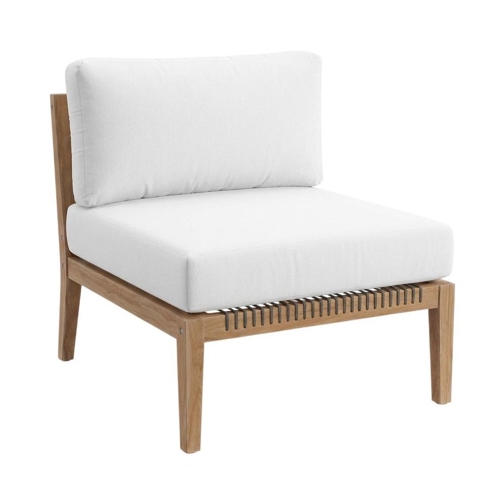Teak Wood Outdoor Lounge Chair With Back And Seat Cushions
