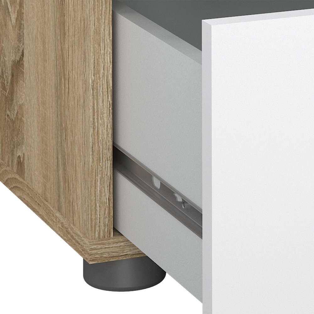 Austin 2-Piece Bedroom Set with Chest and Nightstand, Oak/White High Gloss