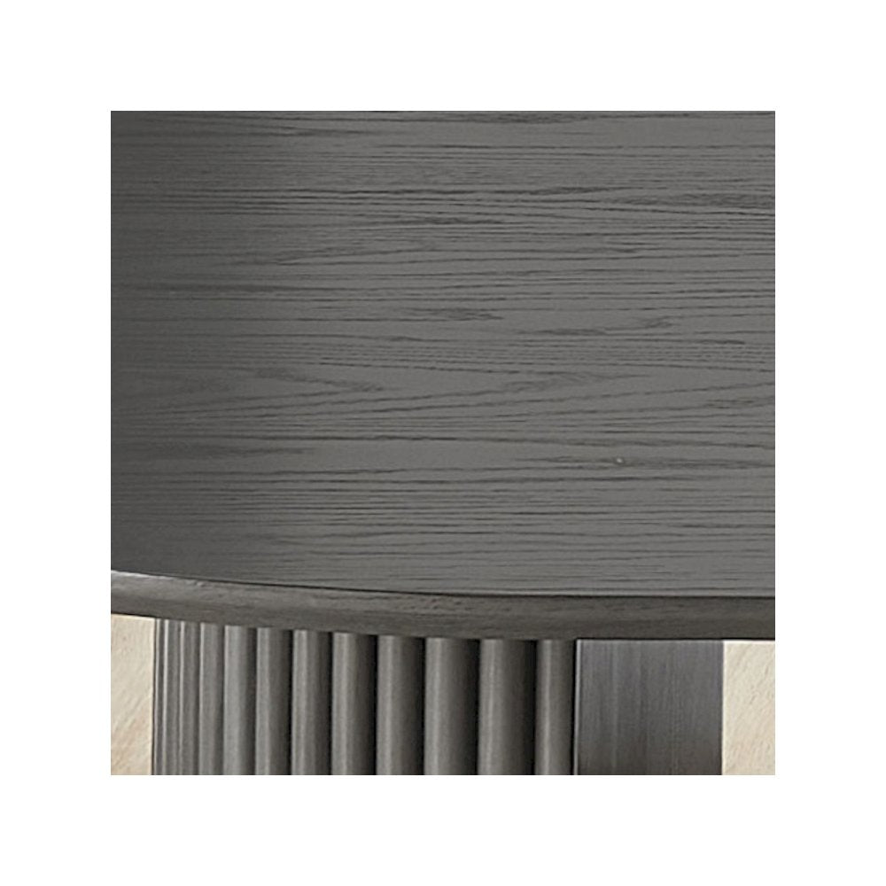 Valencia 7-Piece 80" Oval Gray Oak Finish Dining Set with Dual Pedestal Base