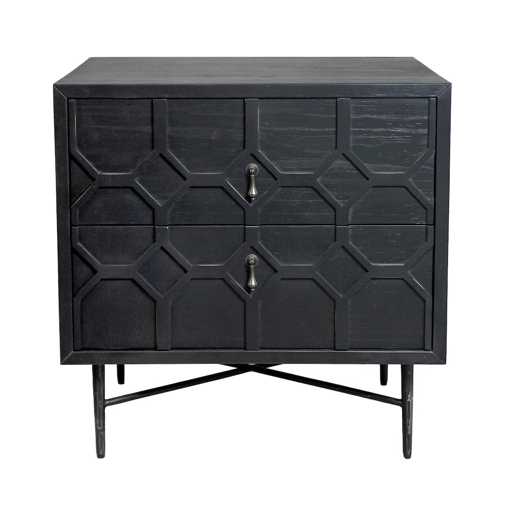 Samara 2-Drawer Small Nightstand - Black
