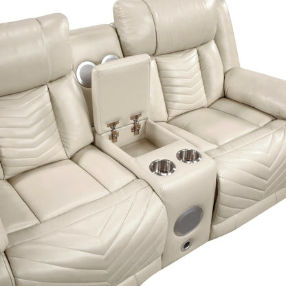 Sensa Power Reclining Loveseat.withBluetooth Speaker with Led Belt Beige