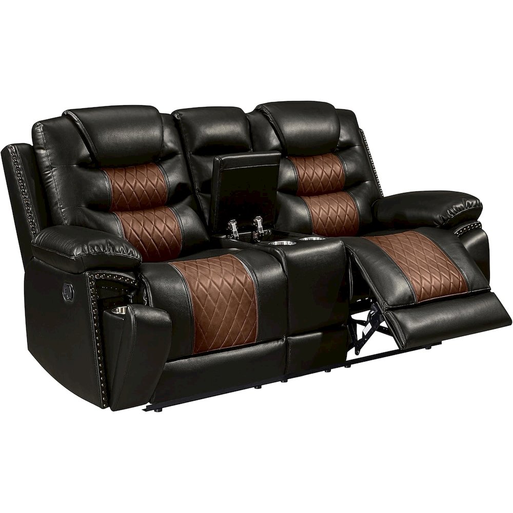 Nikko 2-Piece Faux Leather Manual Living Room Set, Brown