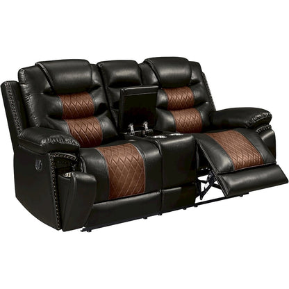 Nikko 2-Piece Faux Leather Manual Living Room Set, Brown