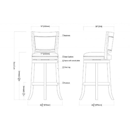 Bristol Swivel Bar Stool - Black