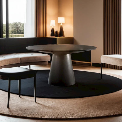Elegant Contemporary Round Dining Table in Ebony Black Finish