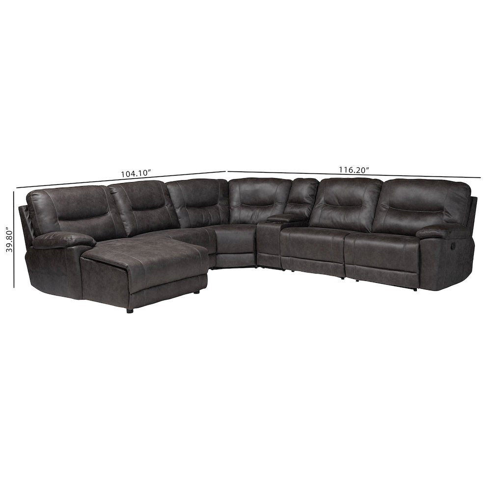 6-Piece Reclining Sectional Sofa with Left-facing Chaise Lounge with Storage