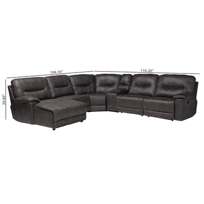 6-Piece Reclining Sectional Sofa with Left-facing Chaise Lounge with Storage