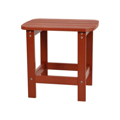 All-Weather Poly Resin Wood Adirondack Side Table in Red