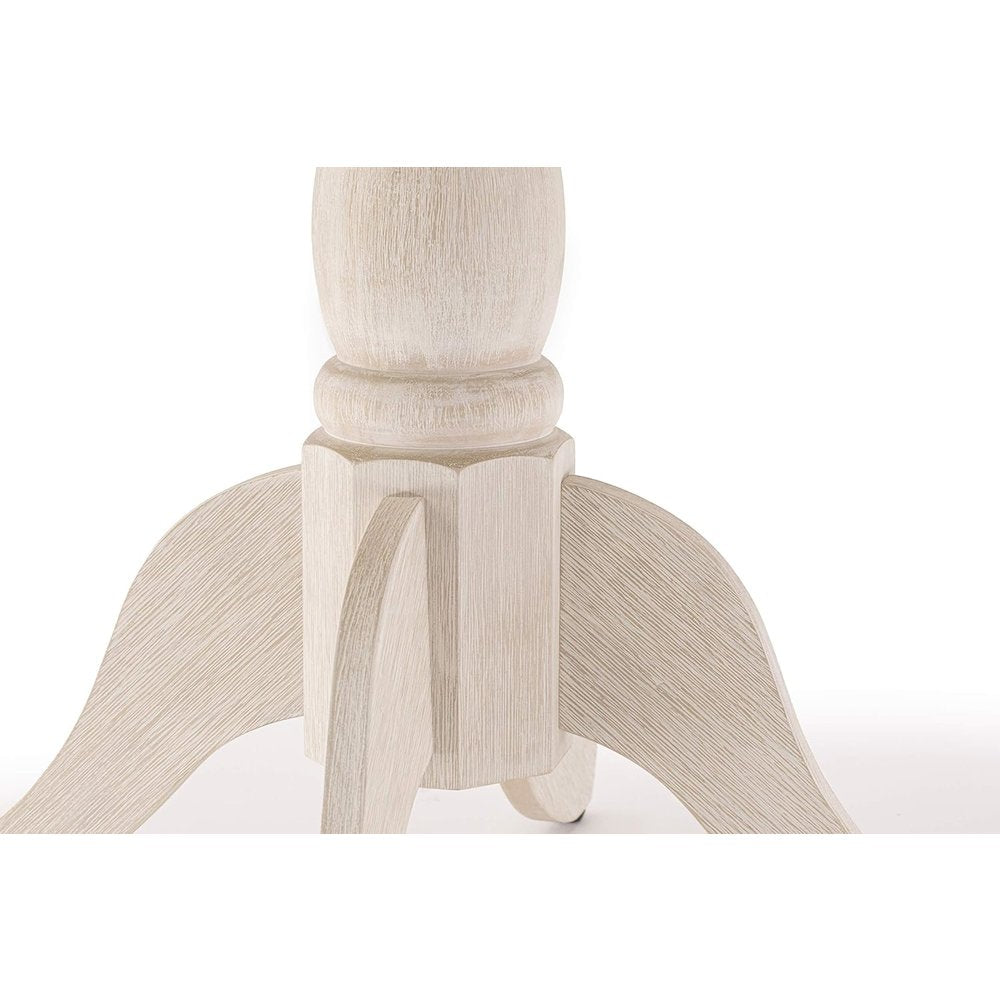 East West Furniture 1-Piece Round Dining Table with Round Wire Brush Butter Cream Table top and Wire Brush Butter Cream Pedestal Leg Finish