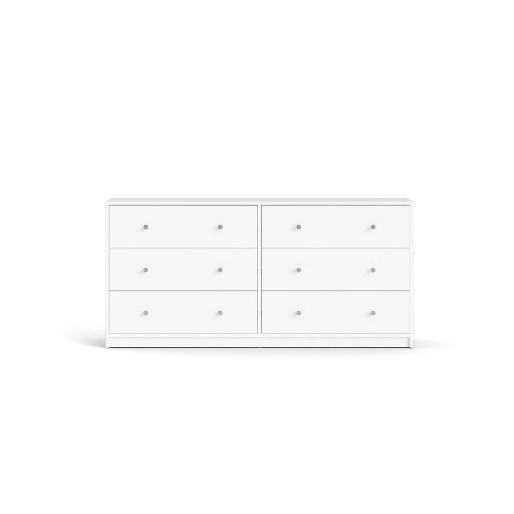 Furnifact -  White Dresser for Bedroom – Modern 6 Drawer Dresser with Spacious Storage – Sleek White Dresser and Bedroom Dresser for Clothes and Essentials