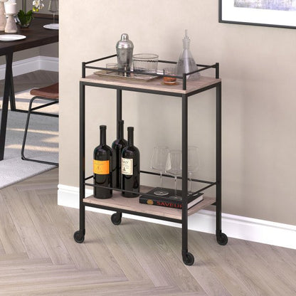 Barnes 23.5'' Wide Rectangular Bar Cart in Antiqued Gray Oak