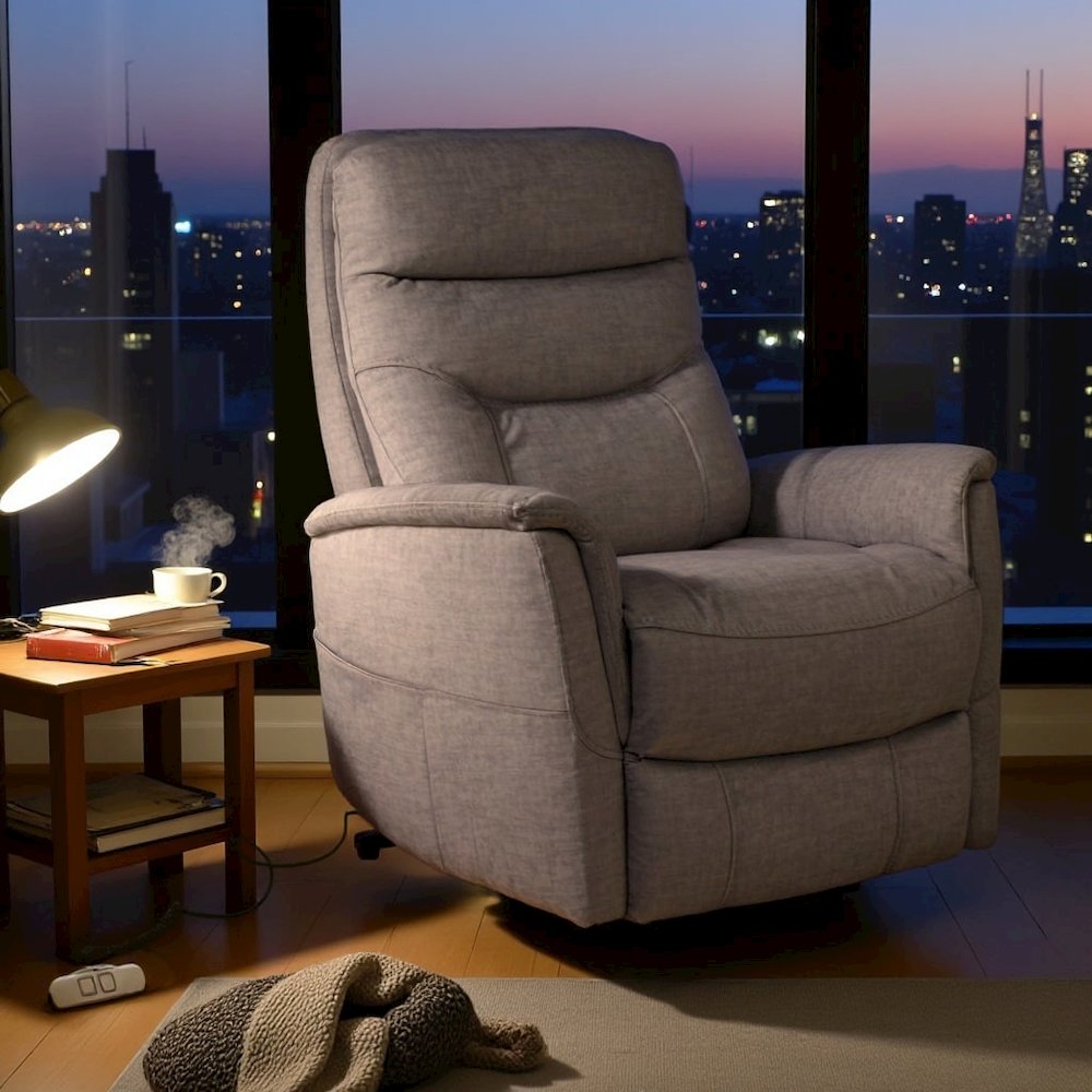Capri Silver Recliner Nursery Glider – Power Lift Recliner with Headrest