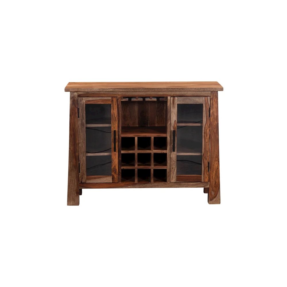 Kalispell Solid Sheesham Wood Bar Cabinet, Brown