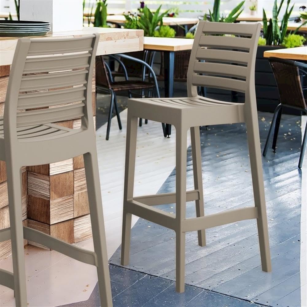 Ares Resin Bar Stool Taupe (Set of 2)