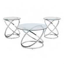 Metal and Glass-Top Nesting Cocktail and Round End Table Set of 3