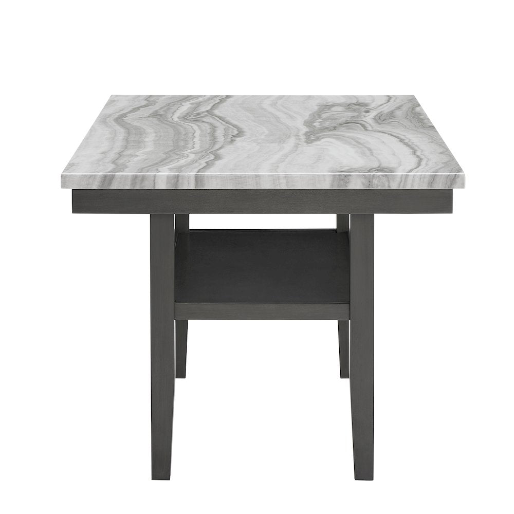 Selena 5-Piece 60" Gray Faux Marble Dining Set – Rectangular Table with 4 Chairs