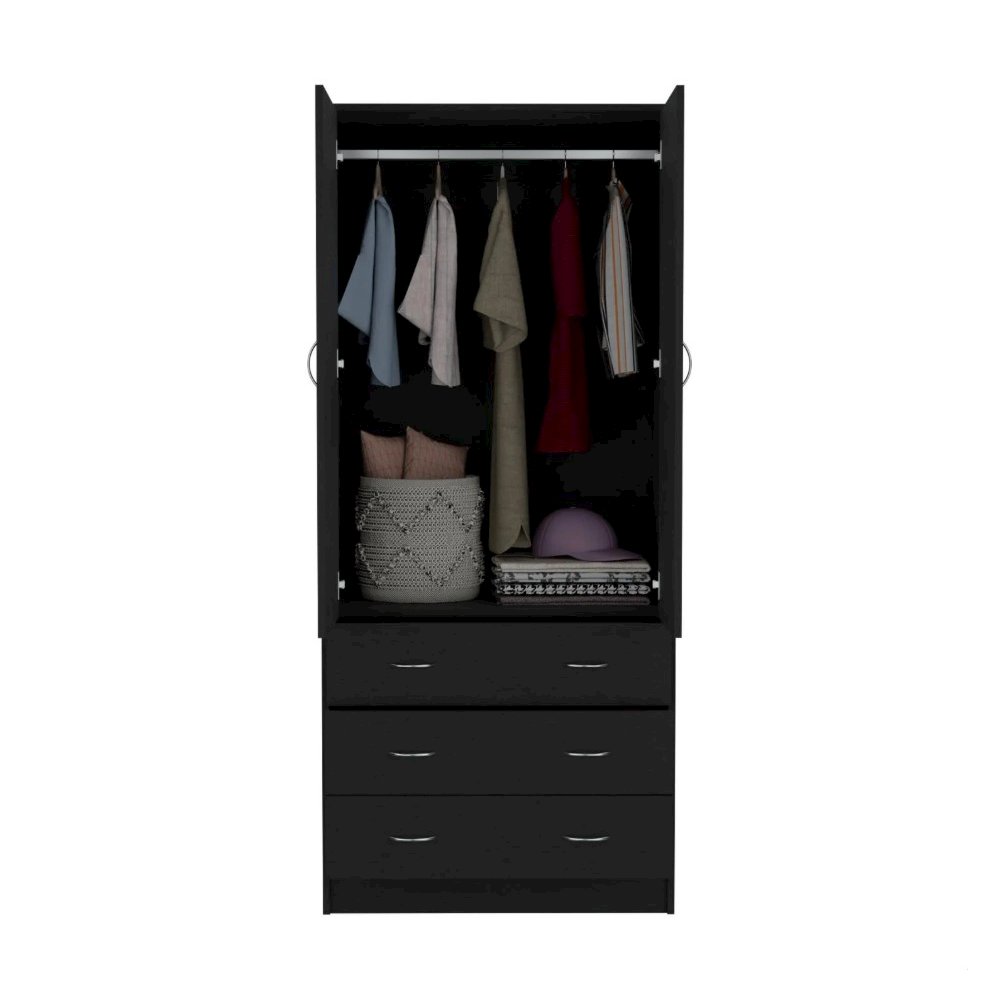 Taly 2 Doors 3 Drawers Armoire Black Black MDF