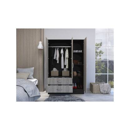 Bolton 120 Mirrored Armoire Black / Light Gray MDF