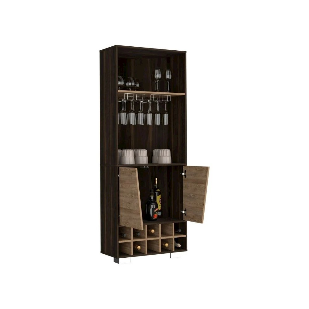 Fraktal Corner Bar Cabinet Dark Oak / Pine MDF
